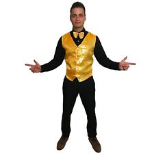 Men Button Vest Glitter Sequin