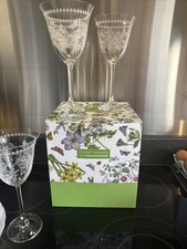 Portmeirion Botanic Garden Crystal Wine Glasses Set 4 New Boxed - Never Used 