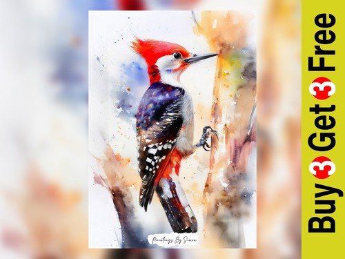 Vibrant woodpecker print - woodpecker,