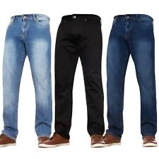 Mens Straight Leg Jeans Stretch Basic Casual Work Denim Regular Big Tall Waists