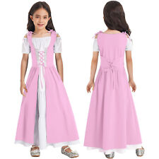 UK Girls Kids Renaissance Costumes Medieval Princess Fancy Dress Vintage Party