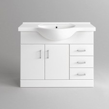 Basin Vanity Unit Sink Cabinet Bathroom Storage Furniture 1050mm White Gloss