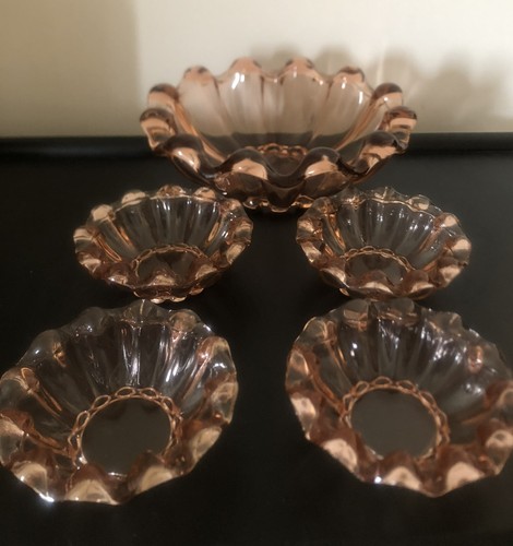 Vintage pink glass - pink, fluted