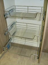 3 X Pull out Wire Basket Chrome Kitchen - Bedroom Drawer Storage (500 or 600mm)