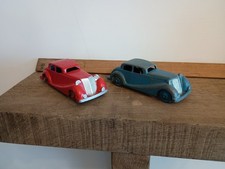 Crescent Toys Vintage Diecast Metal Jaguar Saloon Car Blue & Red. Pair