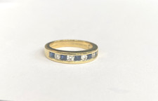Princess Cut Blue Sapphire and Diamond Eternity ring 18ct Yellow Gold