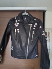 Black faux leather biker