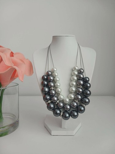 Vintage triple strand faux - vintage,
