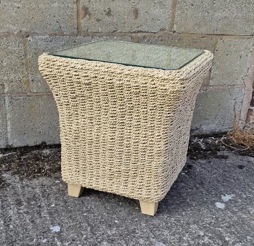 Vintage rattan wicker side - rattan,