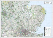 Ordnance Survey WALL Map of East Midlands, East Anglia and London - Wall Map 