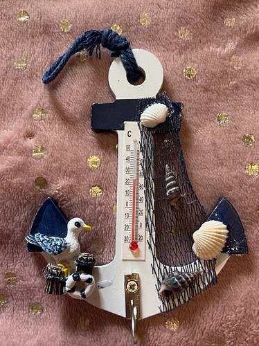 Mini wooden anchor - wooden, thermometer
