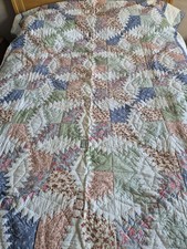 Earlys Of Witney Vintage Patchwork Logcabin Handmade Cotton Quilt Cottagecore
