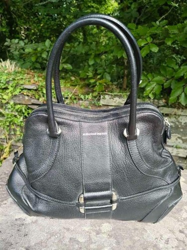 Black leather handbag - black, /