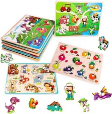 Wooden Peg Puzzles 6 Pcs