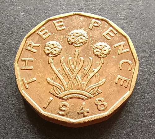 1948 brass threepence - brass,