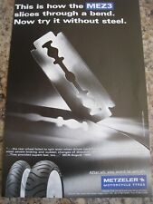 RAZOR BLADE MEZ3 SLICES THROUGH A BEND MOTORCYCLE TYRES 1999 ADVERT A4 FILE 35