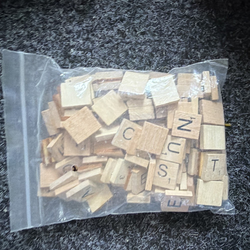 Scrabble wooden letter tiles - wooden,