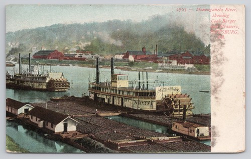 Antique monongahela river - river, coal