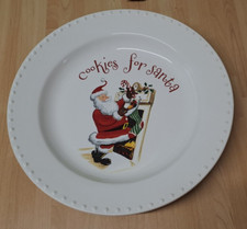 LARGE POTTERY BARN KIDS - COOKIES FOR SANTA PLATE - 29 CMS- CHRISTMAS