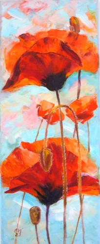 Poppies flowers original oil - original,