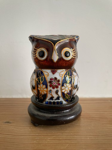 Vintage chinese cloisonné owl - vintage,