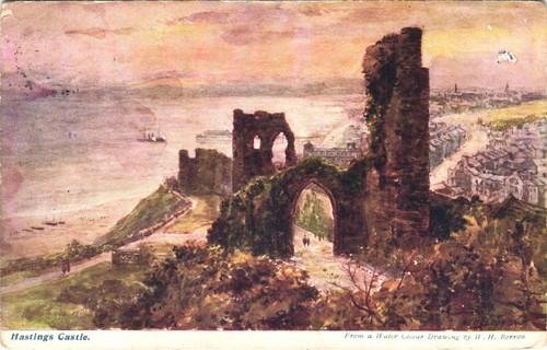 Hastings castle postcard - hastings,
