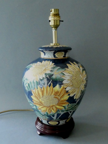 Blue sunflower ginger jar - ginger,