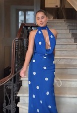 Zara Blue And White Polka Dot