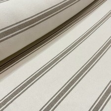 Limoges Stripe Taupe White Cotton 280cm Ticking French Sack Curtains Per Metre