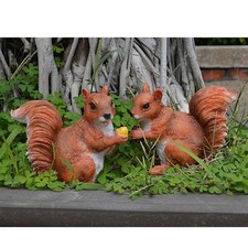 2x Resin Squirrel Sculpture
