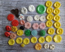 Vintage Plastic Buttons  x 44 Brights Pastels