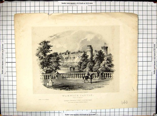 Antique print exterior warwick - print,