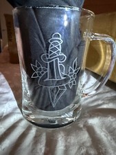 Hand etched glass tankard