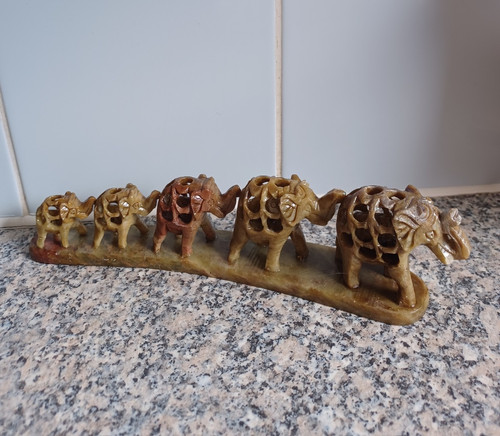 Soapstone figurine elephants - soapstone, 5