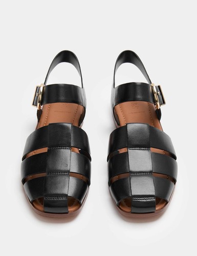 Leather buckle flat - m&s,