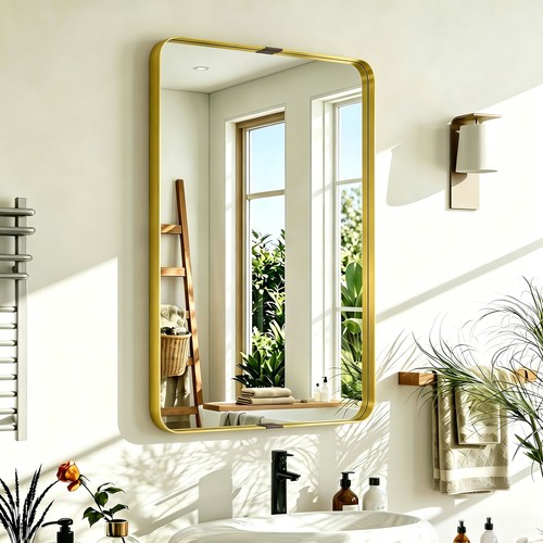Wall mirror with elevated - with,