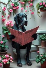 Great Dane on Toilet metal sign, GreatDane sign, Great Dane Plaque