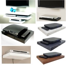 Floating Media Shelves Shelf For DVD SKY BOX TV AV Xbox Wall Mounted Kit Gloss 