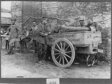 Rolling kitchen of Lieutenant McKey struck by shell,Italian Front,WWI,1914-1918