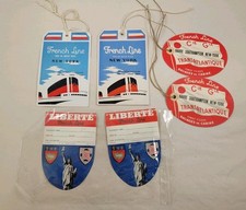 6 Vintage French Line Luggage Tags And Steamer Trunk Gummed Labels