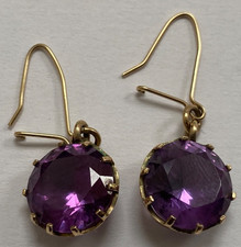LARGE RARE 10 CARAT 9CT GOLD  COLOUR CHANGE ALEXANDRITE EARRINGS