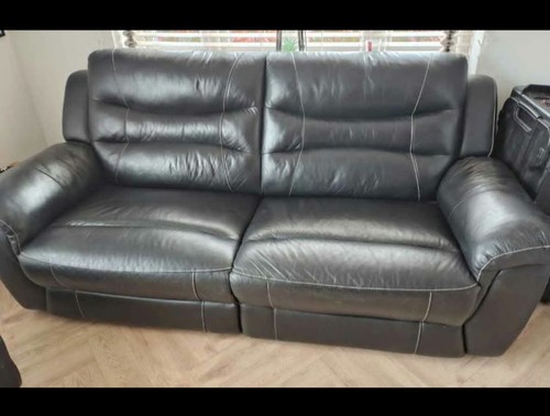Black leather sofa - black,