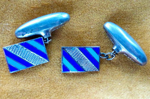 Vintage blue enamel silver - blue,