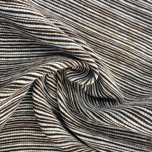 Stripe chenille blue brown - chenille, blue/brown