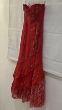 Yve London Designer Beaded Embellished Coral Evening Prom Dress Small