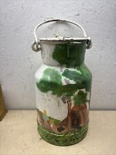 Vintage American Small Milk Churn Hand Painted Folk Art Milk Pale 