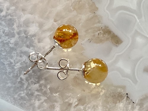 Citrine gemstone stud earrings - citrine,