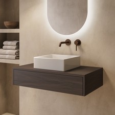 800mm Walnut Wall Hung