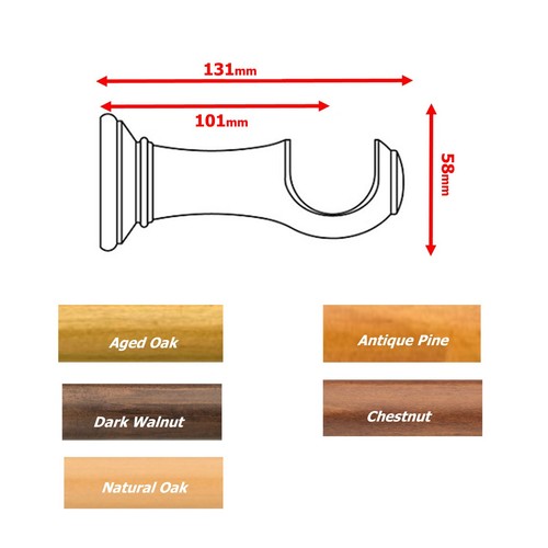 Wood curtain pole bracket 35mm - curtain,