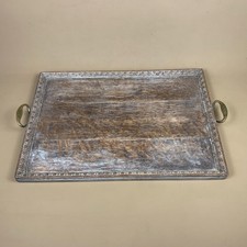 Vintage Wooden Tray Brass